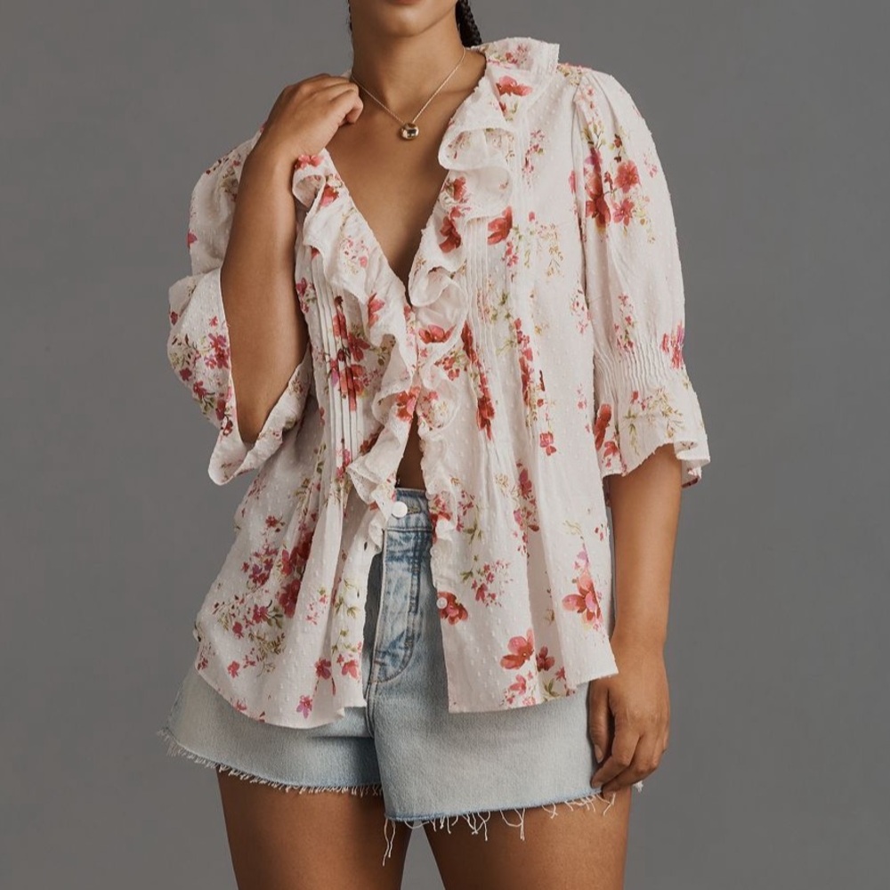 Anthropologie Ruffled Pintuck Blouse - Picture 5 of 10